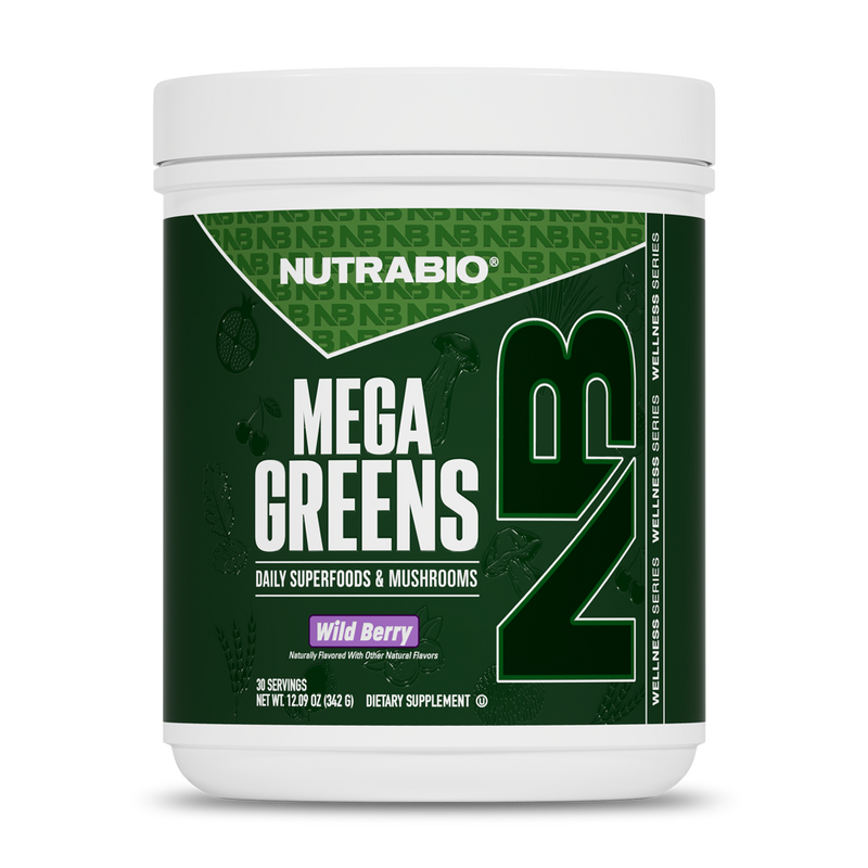 NutraBio Mega Greens | Daily Superfoods & Mushrooms | 30 Servings