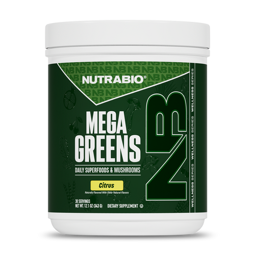 NutraBio Mega Greens | Daily Superfoods & Mushrooms | 30 Servings