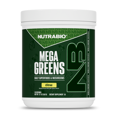 NutraBio Mega Greens | Daily Superfoods & Mushrooms | 30 Servings