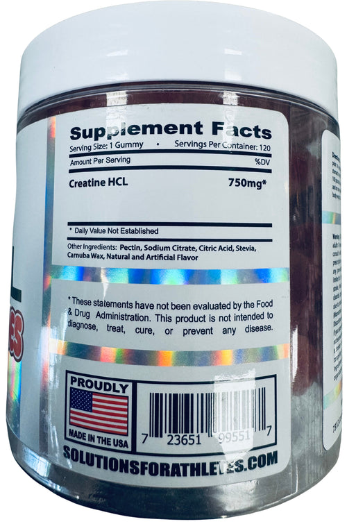 ATS Labs Creatine HCl Gummies – 3 g Clinically‑Dosed Creatine HCL, 0 Sugar