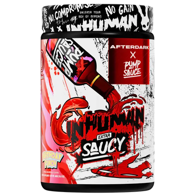 Afterdark x Pump Sauce Pre Workout Inhuman Extra Saucy Birthday Punch flavor 