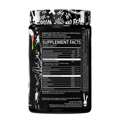 High-stim AfterDark INHUMAN pre-workout powder Supplement Facts Panel