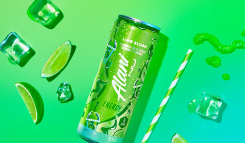 Alani Nu Energy Drink Lime Slush flavor with ice