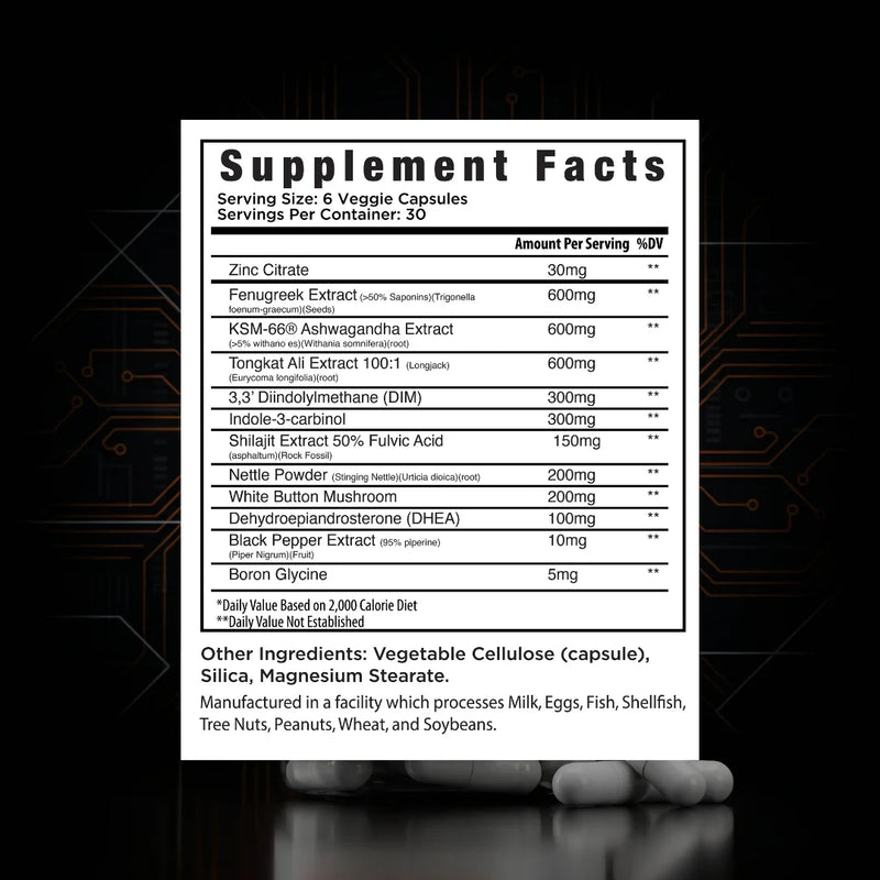 Alpha Evolve testosterone Support Supplement Facts 