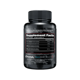 Black supplement bottle with 'Supplement Facts' label on a white background