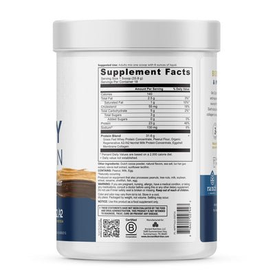 Supplement Facts for Ancient Nutrition Chocolate Peanut Butter Whey Protein Powder