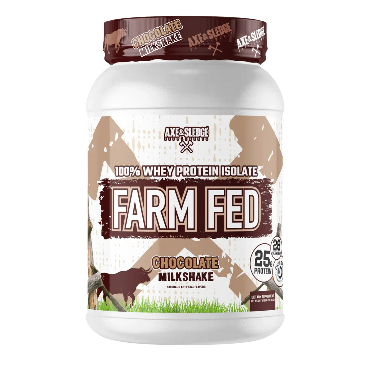 Axe & Sledge Farm Fed 100% Grass Fed Whey Protein Isolate powder Chocolate Milkshake flavor 