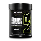 The Best NUTRABIO Micronized Creatine Monohydrate supplement container with 200 servings on a white background