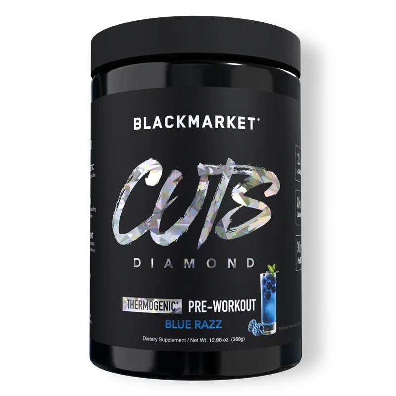 Blackmarket Labs Cuts Diamond Thermogenic pre-workout supplement in Blue Razz flavor