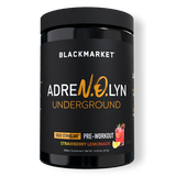 Blackmarket Adrenolyn Underground pre-workout high stimulant supplement in Strawberry Lemonade Flavor