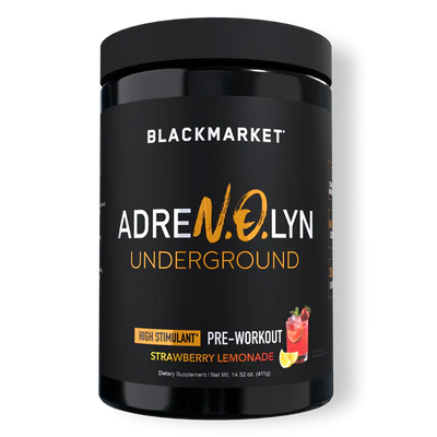 Blackmarket Adrenolyn Underground pre-workout high stimulant supplement in Strawberry Lemonade Flavor