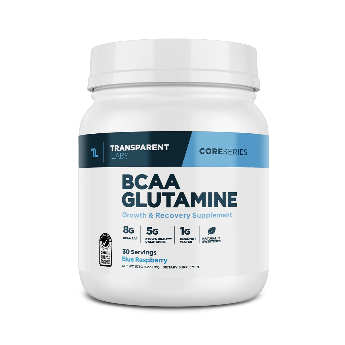 Transparent Labs BCAA Glutamine - 8000 Mg of BCAA Powder with L Glutamine for Post Workout Recovery, Muscle Growth, & Increased Endurance - 30 Servings