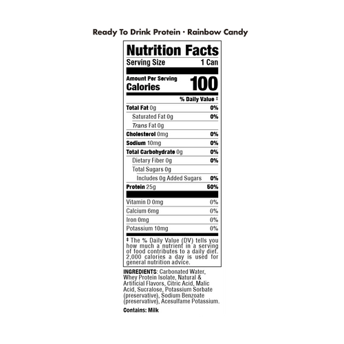 Bucked Up Lightly Carbonated Protein Drink ingredients and facts panel
