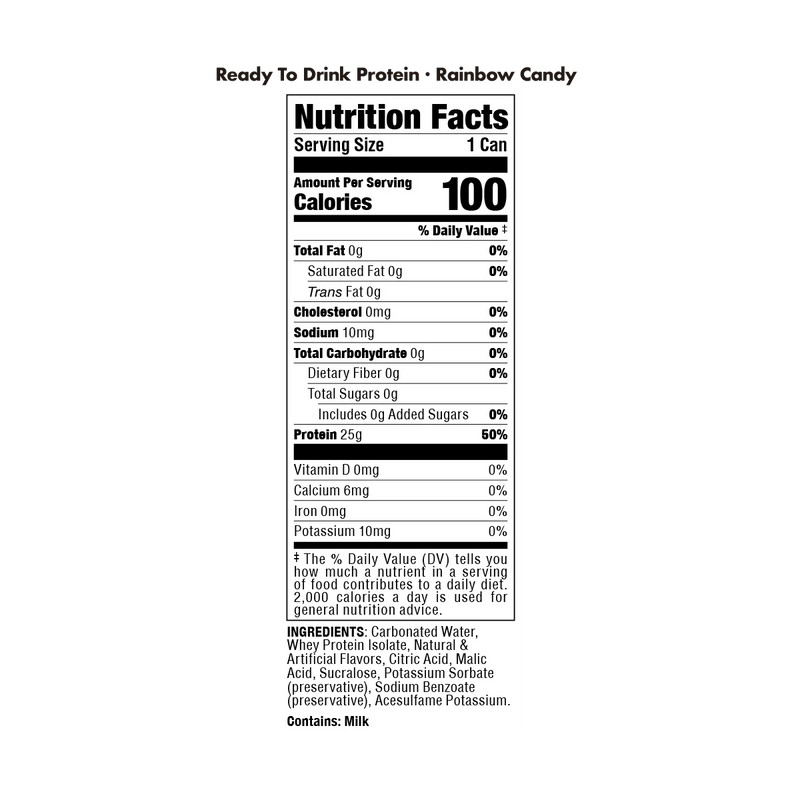 Bucked Up Lightly Carbonated Protein Drink ingredients and facts panel
