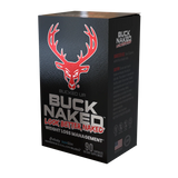 Bucked Up Buck Naked Look Better Naked metabolism and energy support capsules, 90-count, with red deer logo on black premium packaging designed for body composition and performance goals.