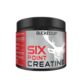 Bucked Up Six Point Creatine powder container – advanced creatine blend with six forms of creatine for strength, endurance, and muscle performance.