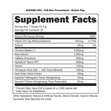Bucked Up Pre-workout Supplement Fact Panel