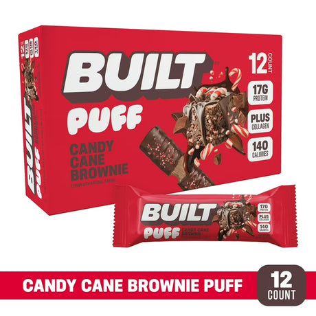 Built Puff Candy Cane Brownie 12 pack protein bars