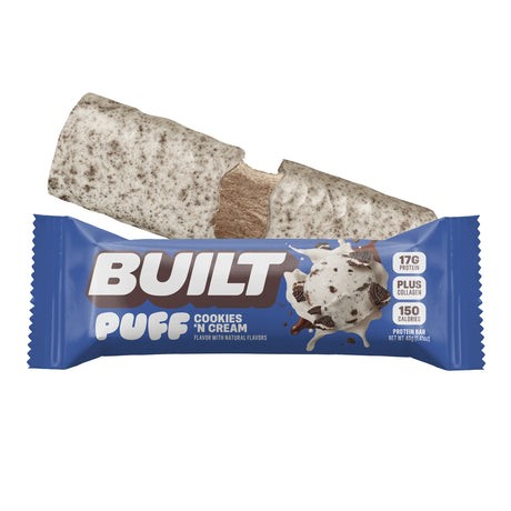 Built Puff Cookies 'N Cream single protein bar