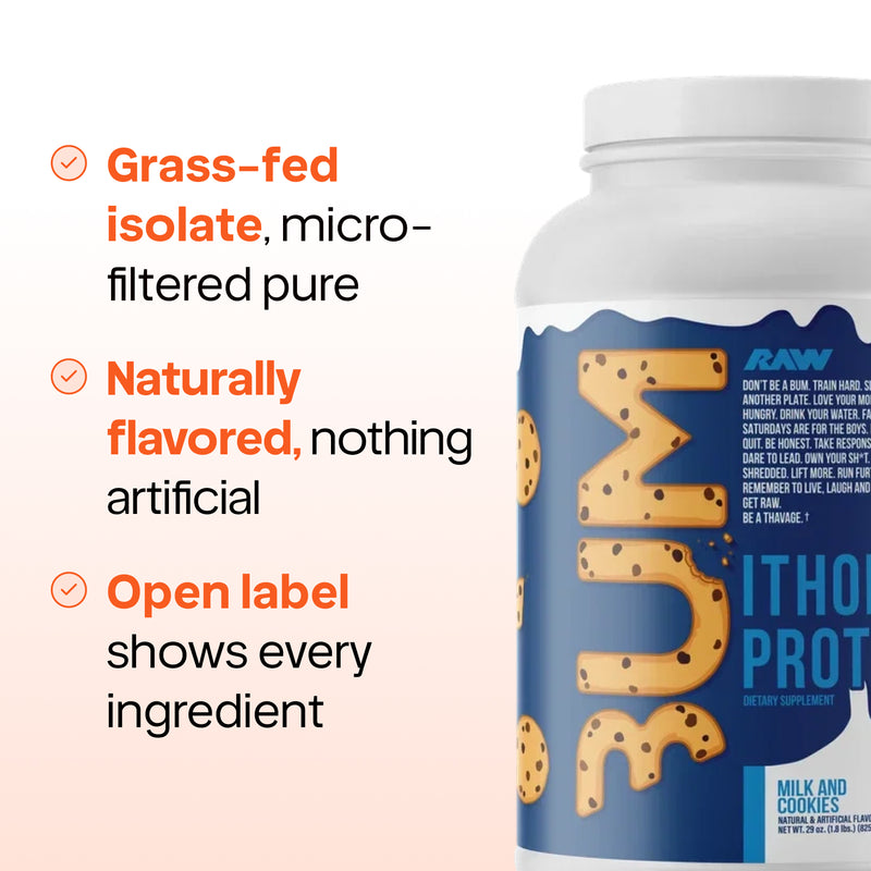 RAW CBUM Itholate — 100% Micro-Filtered Whey Isolate, ~25g Protein (Low Fat/Carb)