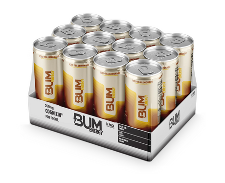 BUM Energy Iced Tea Lemonade flavor energy drink with zero sugar