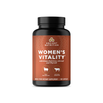 Ancient Nutrition Women's Vitality | Grass-Fed Liver, Adrenal & Thyroid Support