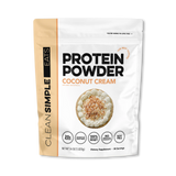 A package of Clean Simple Eats Protein Powder in Coconut Cream flavor.