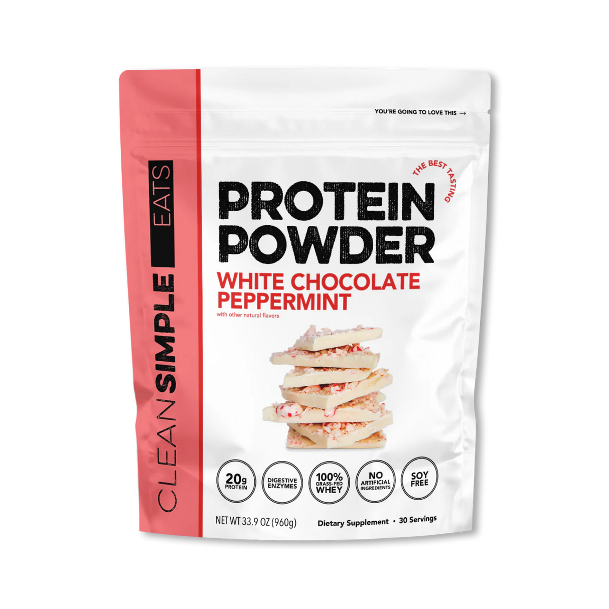 Clean Simple Eats White Chocolate Peppermint Protein Powder 
