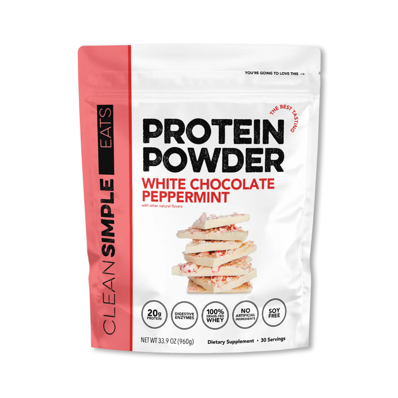 Clean Simple Eats White Chocolate Peppermint Protein Powder 