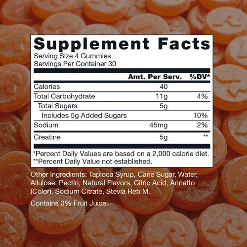 RAW Nutrition Premium Creatine Gummies supplement facts