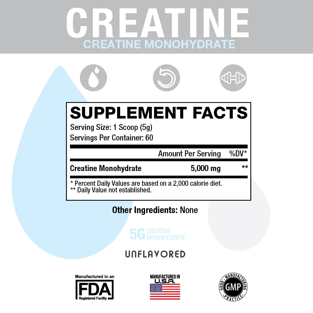 Sweat Ethic Pure Creatine Monohydrate Powder Supplement, Unflavored, (300 g) - Supports Bulk Muscle Energy, Recovery, and Strength - Tested Pure Grade Creatine Powder Supplement for Men and Women