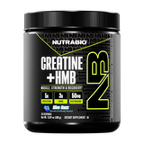 NUTRABIO Creatine + HMB supplement container on a white background in Blue Razz Flavor