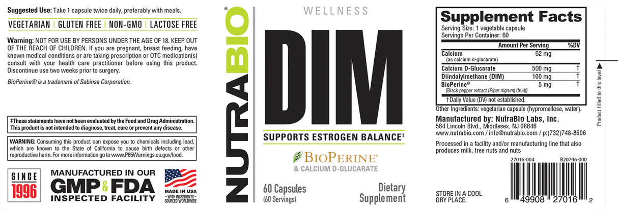 DIM with Calcium D-Glucarate by Nutra Bio