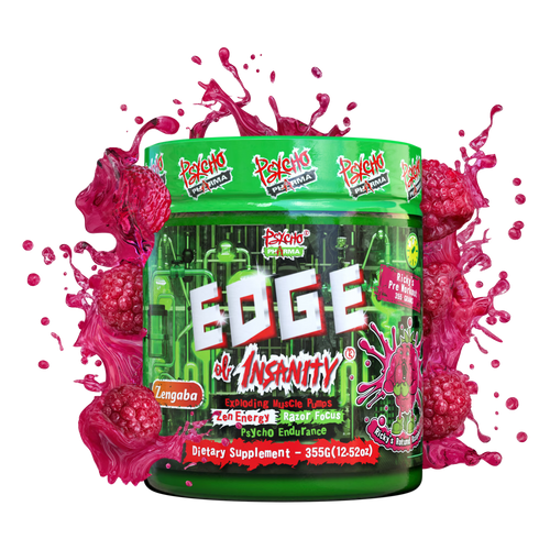 Edge of Insanity Pre Workout by Psycho Pharma in Rick's Rotund Raspberry