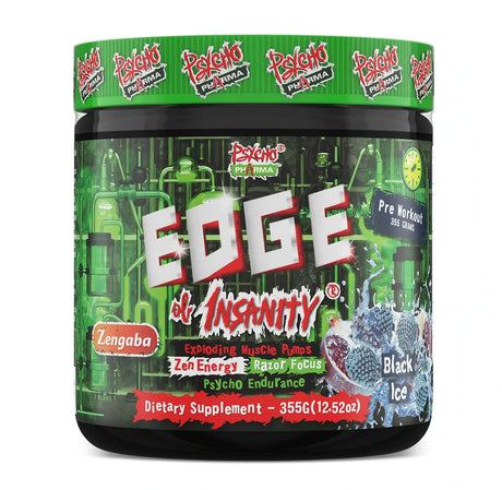 Edge Of Insanity Pre-workout by Psycho Pharma in Black Ice flavor