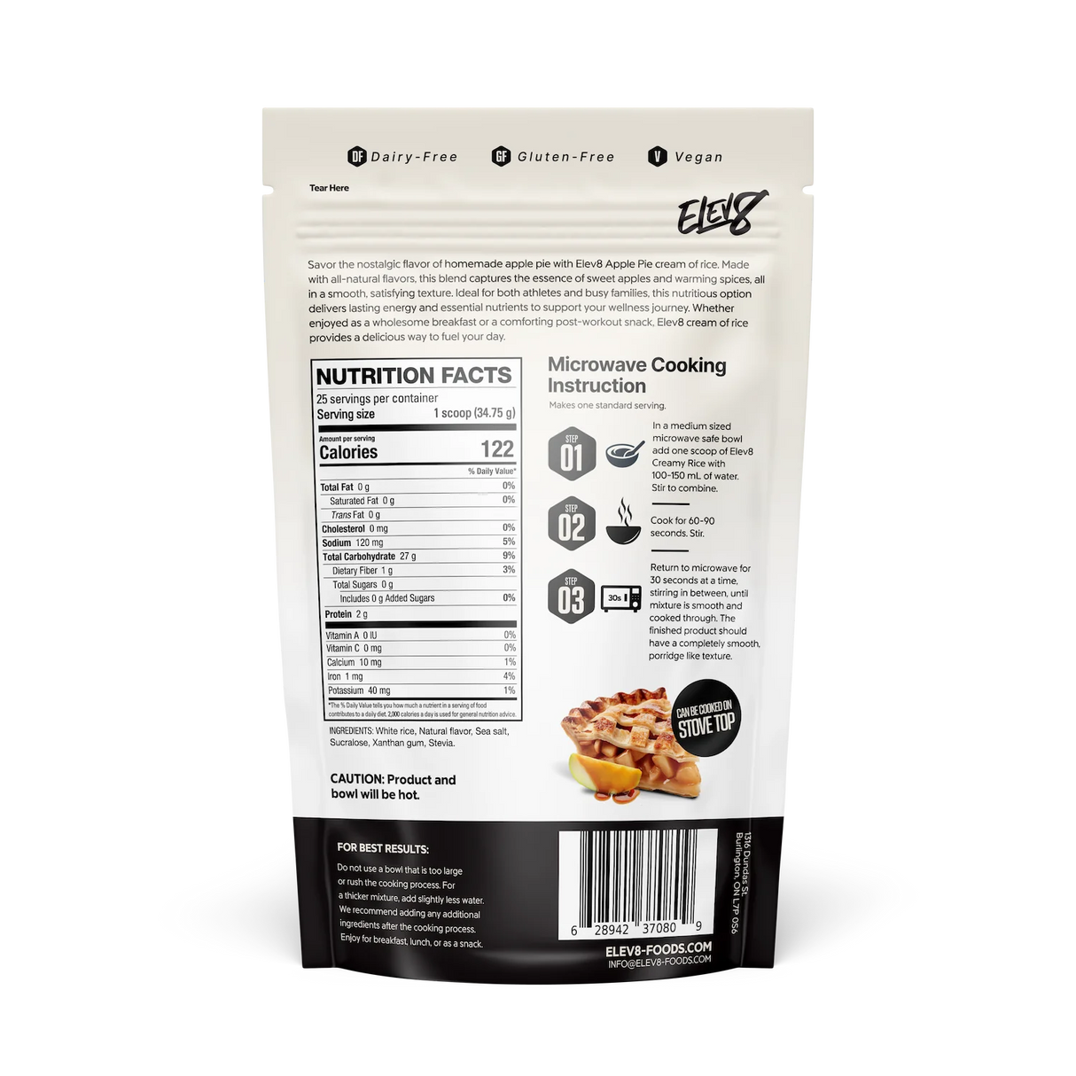 Elev8 Creamy Rice Apple Pie Nutrition Facts