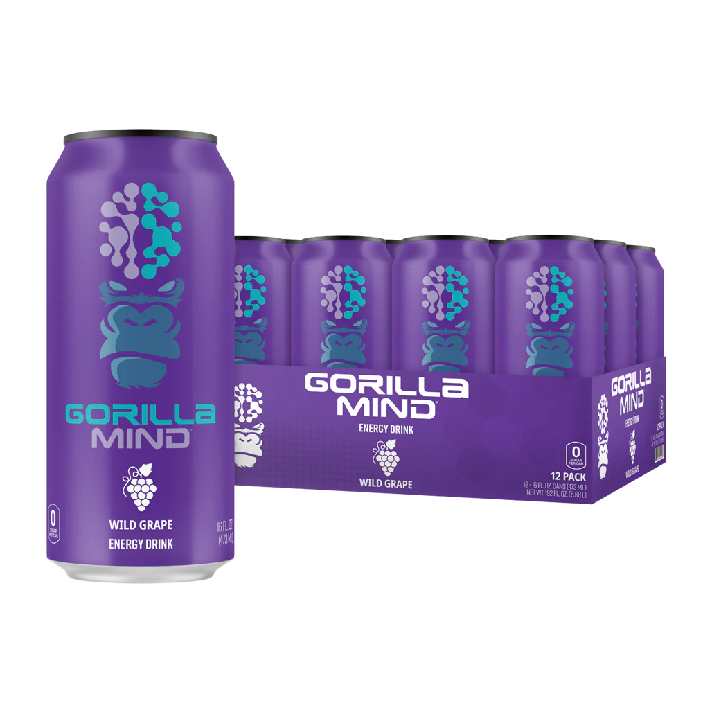 Gorilla Mind sugar-free energy drink Wild Grape Flavor