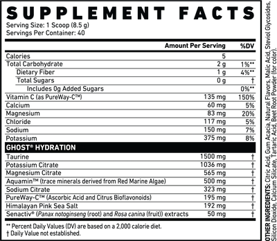 Ghost Hydration Powder Kiwi Strawberry flavor container with 40 servings, electrolyte blend, and hydration support for athletes, fitness, and daily wellness.