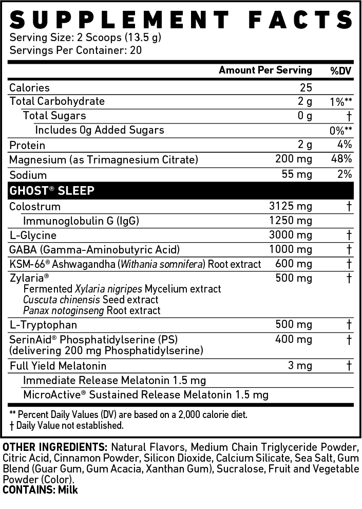 Ghost Sleep - Colostrum, Glycine, & Dual-Release Melatonin