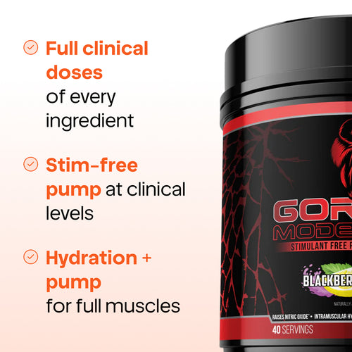Gorilla Mode Nitric by Gorilla Mind – Stim-Free Pump Pre-Workout & Nitric Oxide Powerhouse