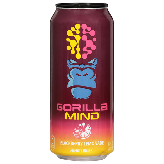 Gorilla Mind Energy Drink zero sugar Blackberry Lemonade