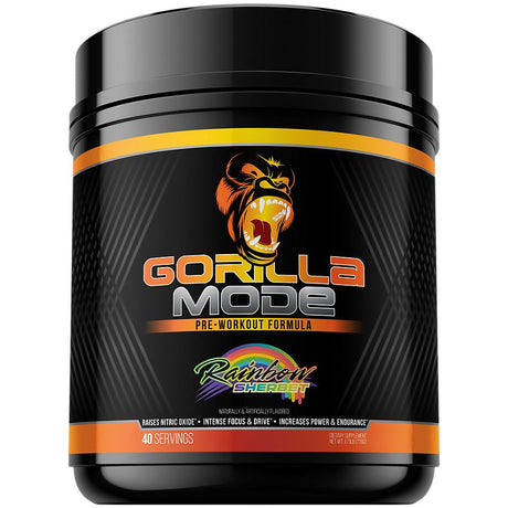 Gorilla Mode Pre workout with Creatine by Gorilla Mind Supplements in Rainbow Sherbet
