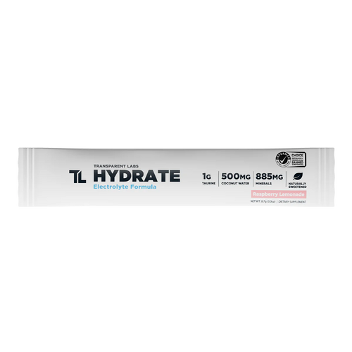 Transparent Labs Hydrate – Sugar-Free Electrolyte Powder with Coconut Water, Taurine & SenActiv for Optimal Hydration & Recovery