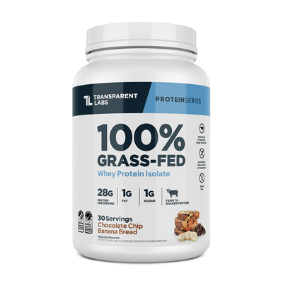 Transparent Labs Grass-Fed Whey Protein Isolate — 28g Protein, Clean Ingredients