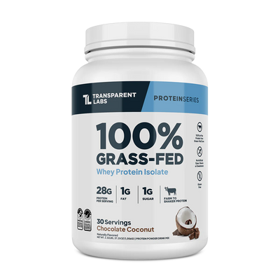 Transparent Labs Grass-Fed Whey Protein Isolate — 28g Protein, Clean Ingredients