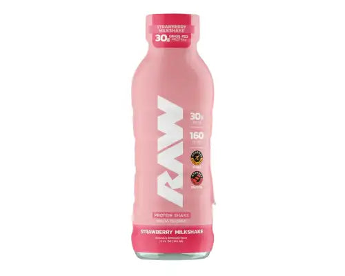 RAW Ready-to-Drink Protein Shake, RTD Protein Drinks with Grass-Fed Whey Protein Isolate for Post-Workout - Zero-Sugar & Gluten-Free Meal Replacement Drink & Breakfast Shake, 12 Fl Oz