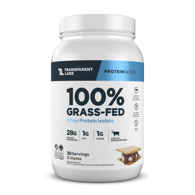 Transparent Labs Grass-Fed Whey Protein Isolate — 28g Protein, Clean Ingredients