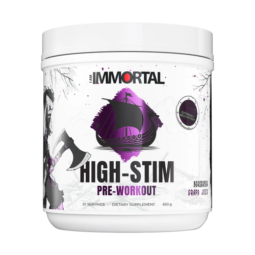 I Am Immortal High-Stim Pre Workout Grape Juice flavor