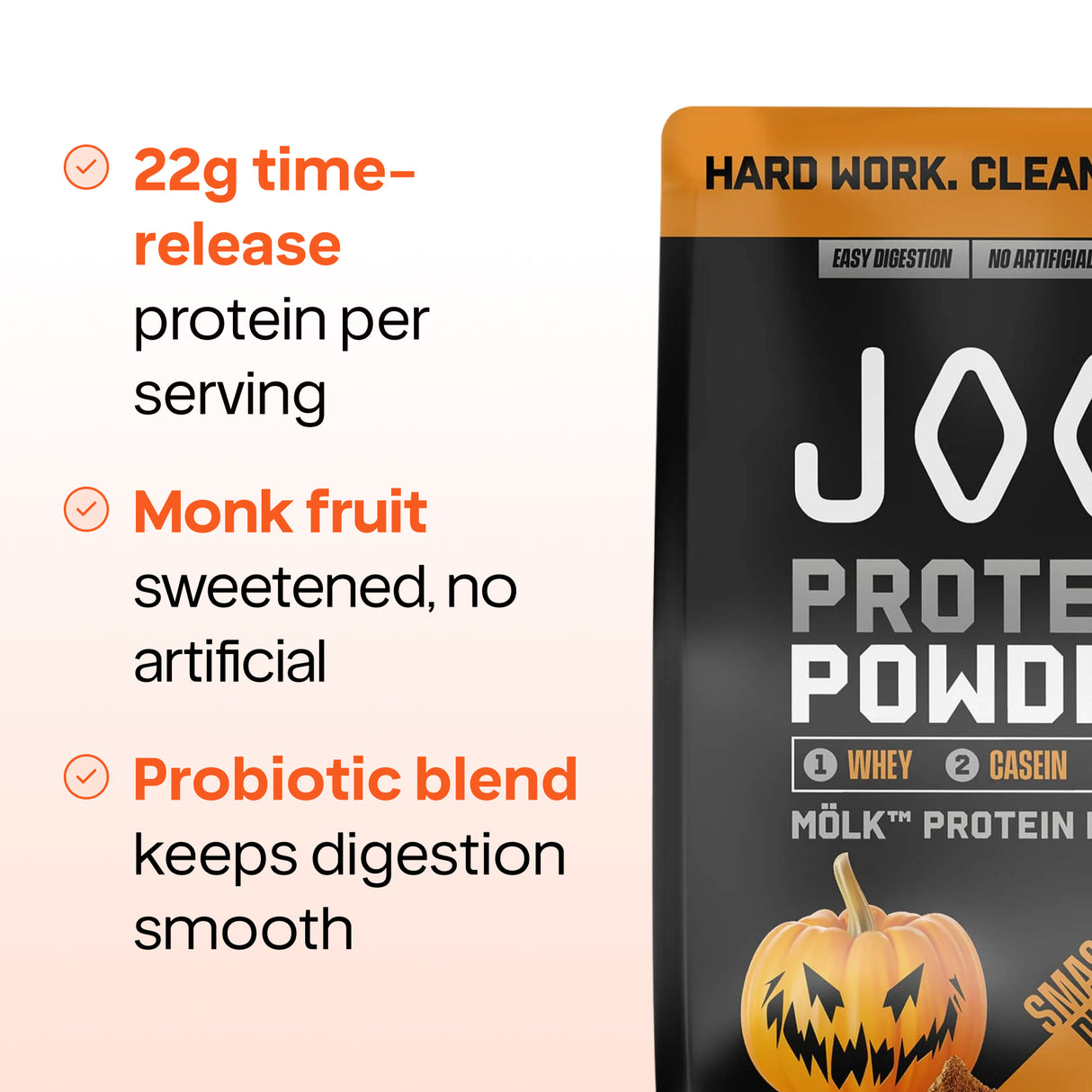 JOCKO MÖLK® Whey Protein Powder — Time-Release Blend with Probiotics & Digestive Enzymes