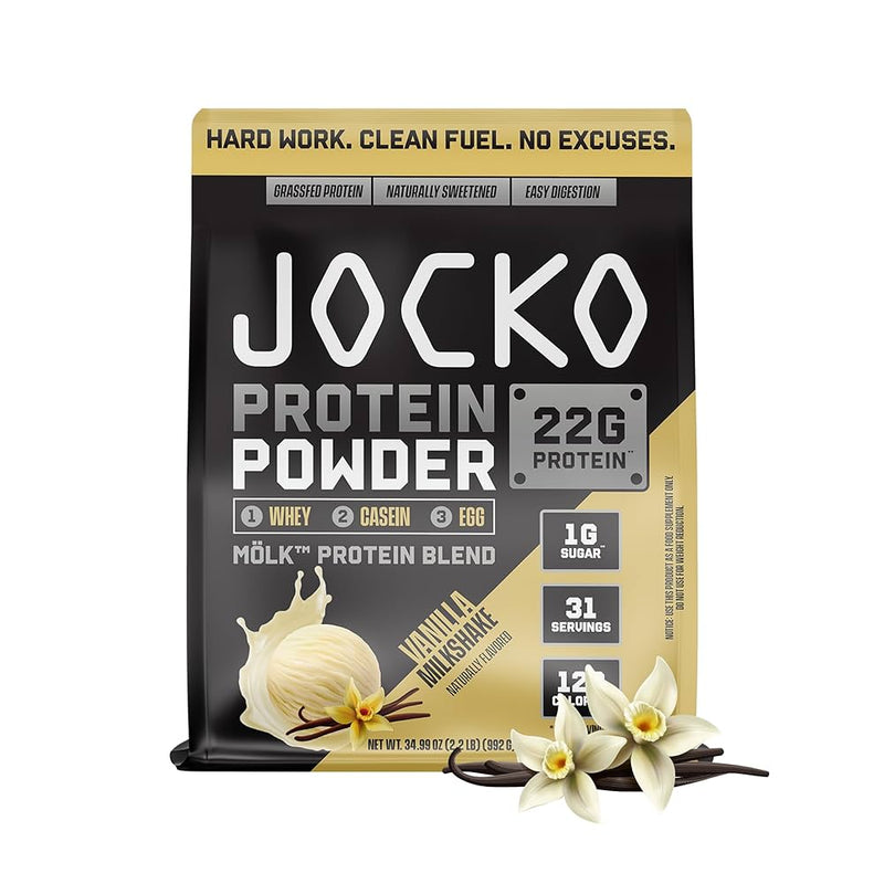Jocko Molk Whey Protein Powder Supplement in Vanilla Milkshake Flavor 